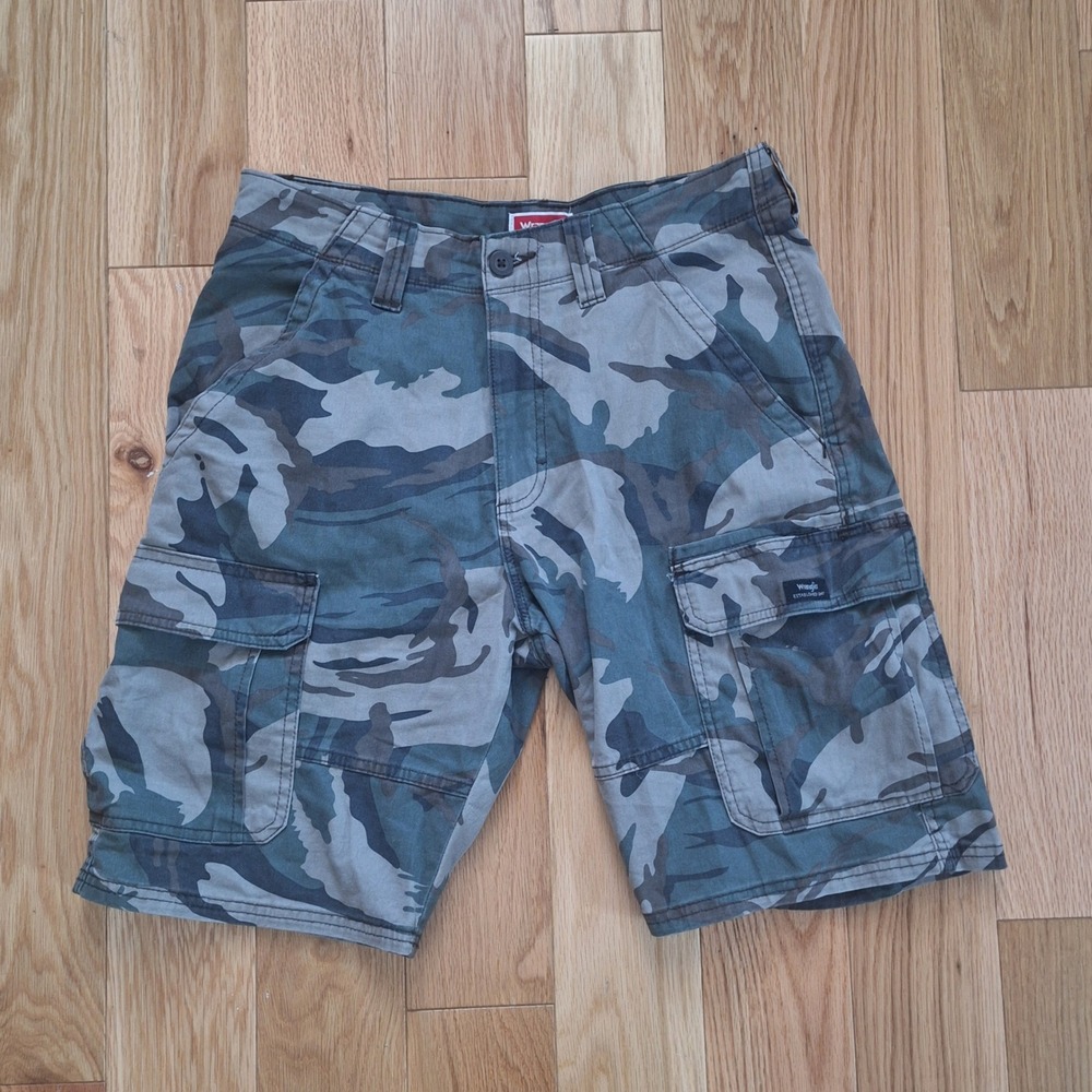Wrangler Relaxed Fit Cargo Shorts Camo Utility Green 30